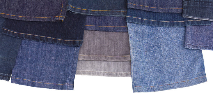 Isolates of various leg jeans.