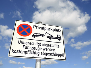 Schild Privatparkplatz