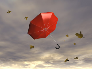 paraguas volando en el viento