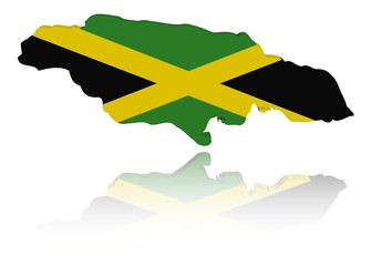 Jamaica map flag with reflection illustration