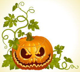 Pumpkin Jack vintage corner isolated on black