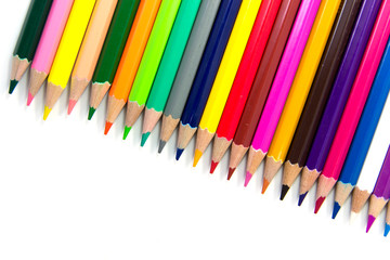 Colour pencils isolated on white background