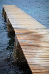 wet wooden pier