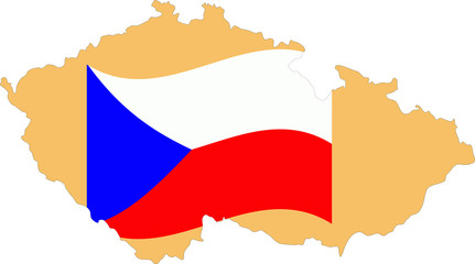 Karte und Fahne von Tschechien - Map and Flag of Czech Republik