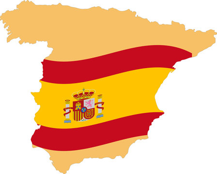 Karte und Fahne von Spanien - Map and Flag of Spain
