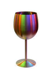 Metallic goblet for wine in special color lights on white
