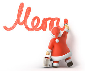 Santa writes Merry Christmas, 3d image with work-path