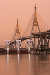 Bhumibol Bridge,the Industrial Ring Bridge at dawn