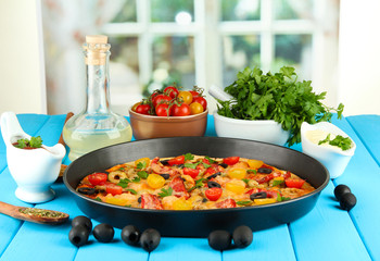 colorful composition of delicious pizza, vegetables and spices