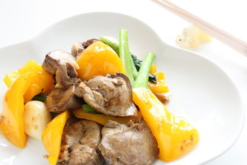 Chinese cuisine, chicken liver and paprika stir fried