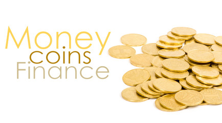 golden coins isolated on white