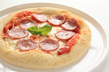 home bakery, salami on pizza