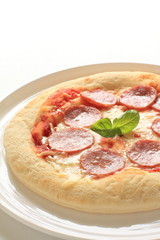 home bakery, salami on pizza