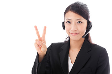 asian businesswoman on white background