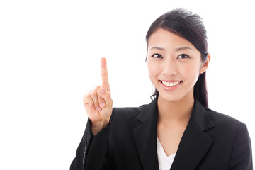 asian businesswoman on white background