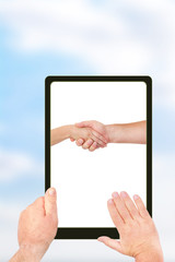 Hand holding Tablet PC