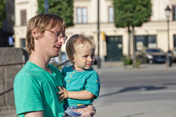 Fototapeta premium father and son in the city
