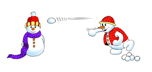 Schneemann wirft Schneeball