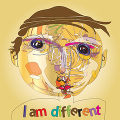 imaginative kid portrait made of abstract line composition II.