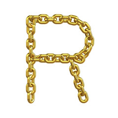 3d Gold Chain Alphabet Font - R