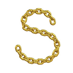 3d Gold Chain Alphabet Font - S