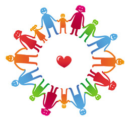 Vector family icons - happy parents with kids