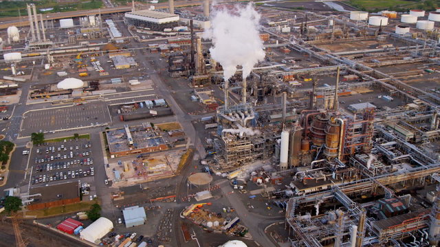 Aerial view Industrial refinery North America,