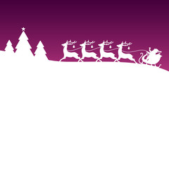 Christmas Sleigh Silent Night Purple Xmas Card