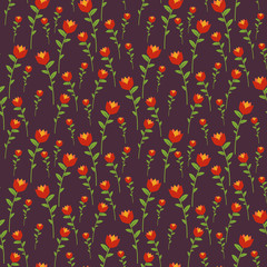 Red flowers on purple background pattern