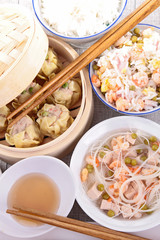 assortment of asia food
