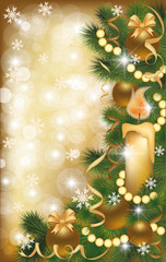 Fototapeta na wymiar Christmas golden banner, vector illustration