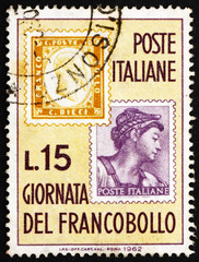 Postage stamp Italy 1976 Stamps of 1862 and 1961