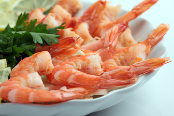 cooked shrimp with lemon and herbs