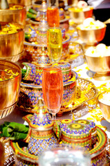 Thai style food containers used in holy ceremony.