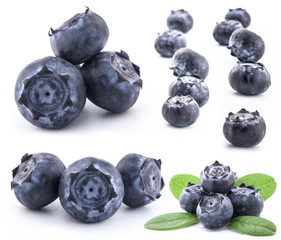 Collection of Blueberries isolated on white background