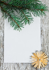 Christmas card with firtree branch