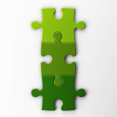 three puzzle pieces with clipping path