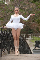 Ballerina standing on the bridge