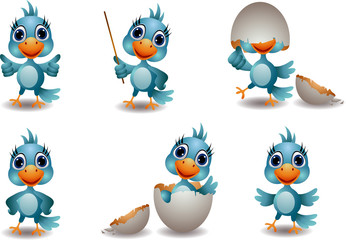 cutebaby blue bird cartoon set