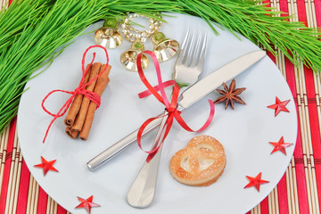 Obraz na płótnie Canvas Kitchen arrangement of Christmas objects.