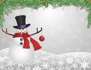 Snowman with Scarf with Garland Background Illustration