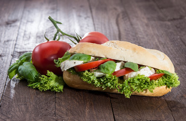 Fresh baked Baguette with Mozzarella