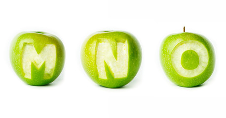 Fresh green apple alphabet.