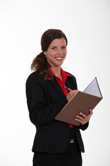 Obraz premium secretary all smiles with agenda
