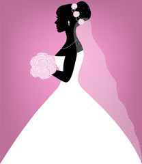 Beautiful bride on pink background