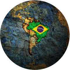 brazil flag on globe map