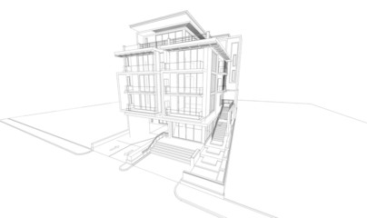 Wireframe of modern building