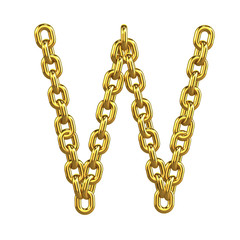 3d Gold Chain Alphabet Font - w