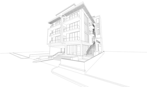 Wireframe of modern building