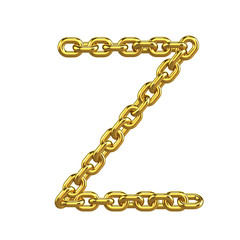 Obraz premium 3d Gold Chain Alphabet Font - Z